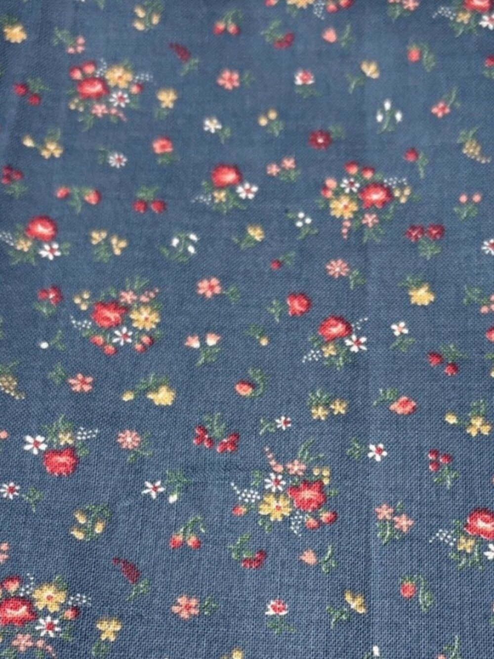 Floral Cotton Fabric 14x42" Sewing Crafts Quilting Blue Red Yellow Flowers